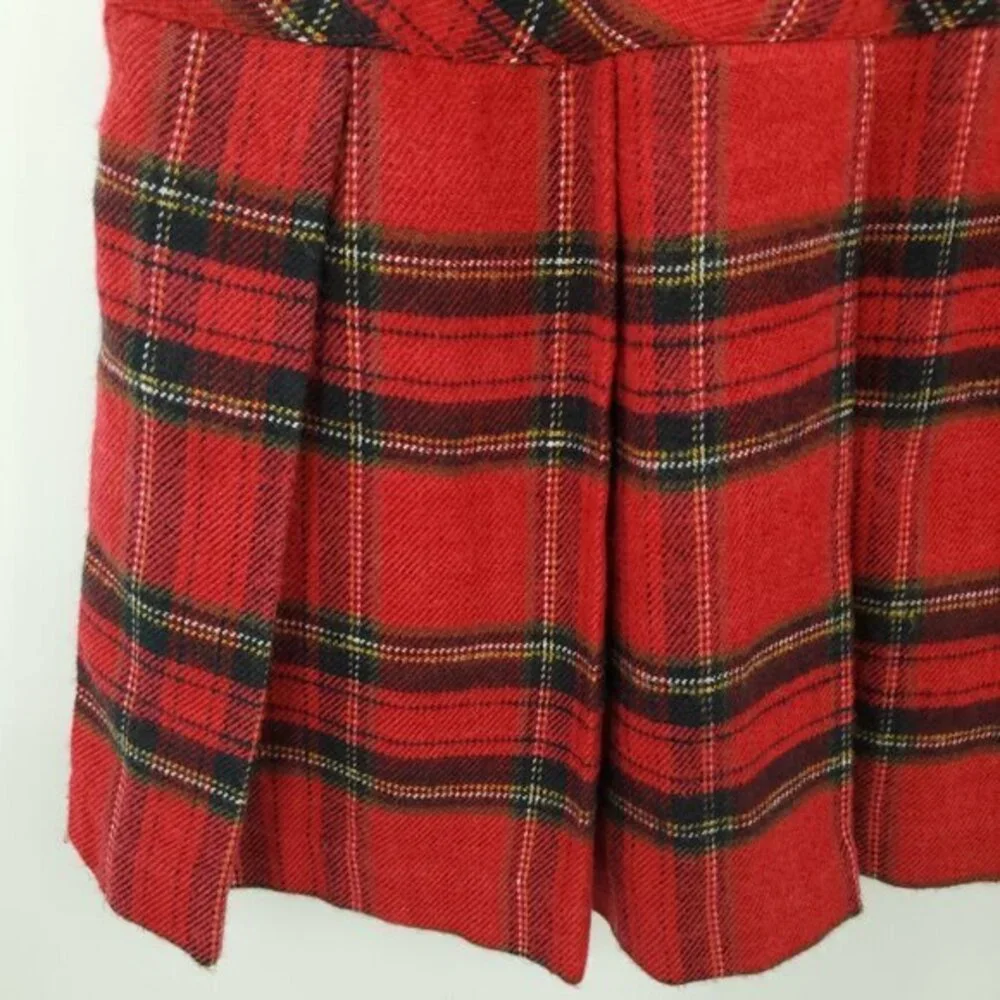 Steve & Barry's Tartan Plaid Pleated Mini Skirt 8 Red/Green
